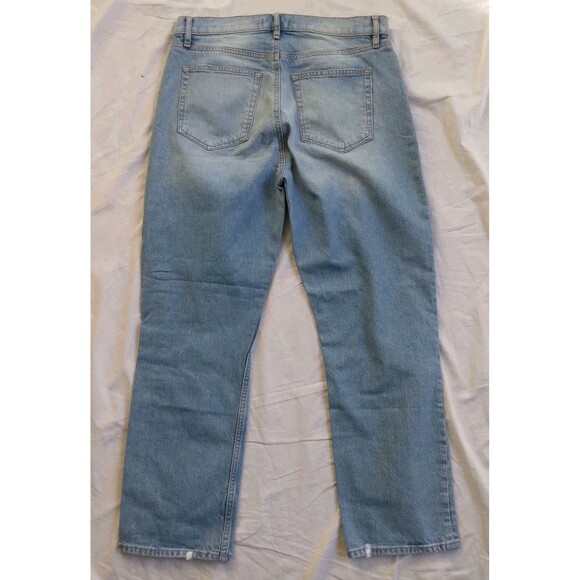 Loft High Waist Straight Crop Jeans Light Wash Distressed Women's 28 6 - Picture 7 of 9